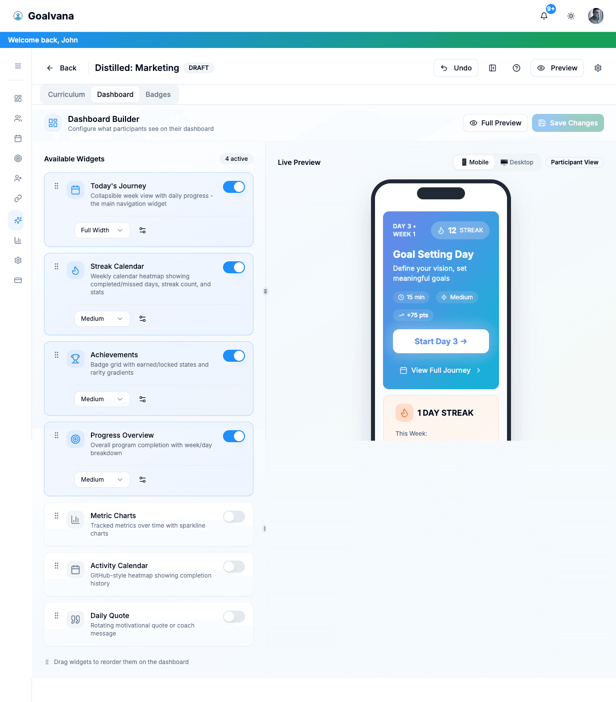 Program Builder with AI - dashboard
